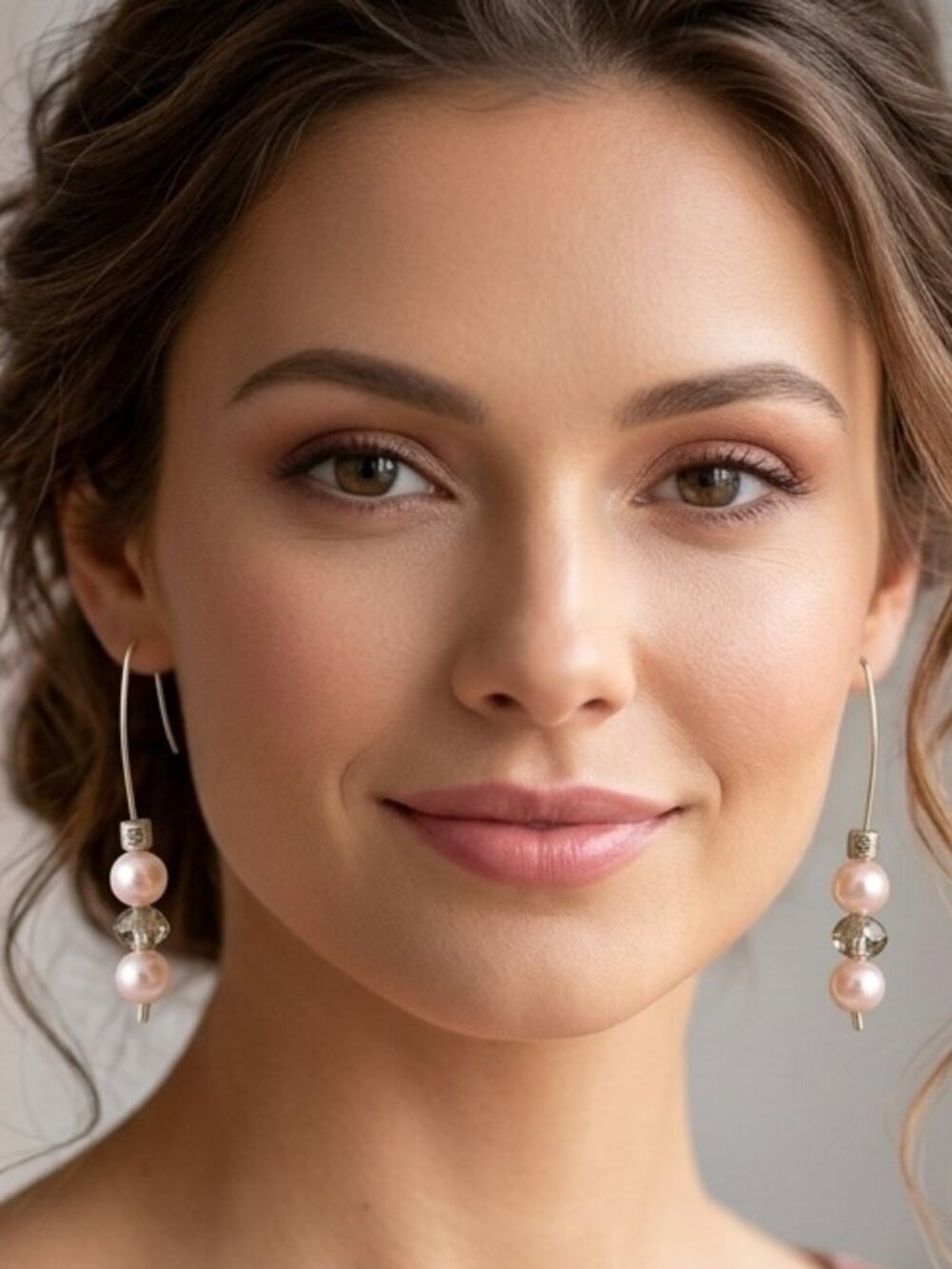 Pink Pearl Pierced Hoop Earrings